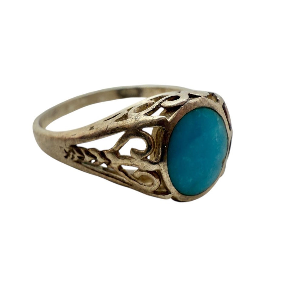 Elegant Vintage Size 5 Sterling Silver Turquoise Ring